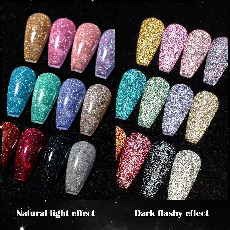 MSRUIOO Glitzer-Liner Nagellack, Gold Silber, 5 ml, Schimmernd - Bild 3