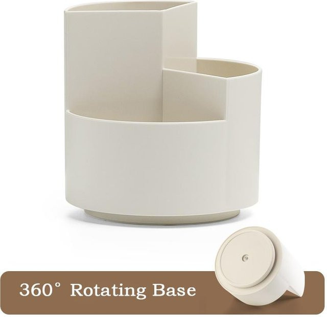 Mango Event 360 Grad drehbarer Stifthalter mit 9 Gittern als Schreibwaren Organizer für Schreibtisch, beige, B: 17,8 cm, T: 13,0 cm, H: 9,0 cm - Bild 1