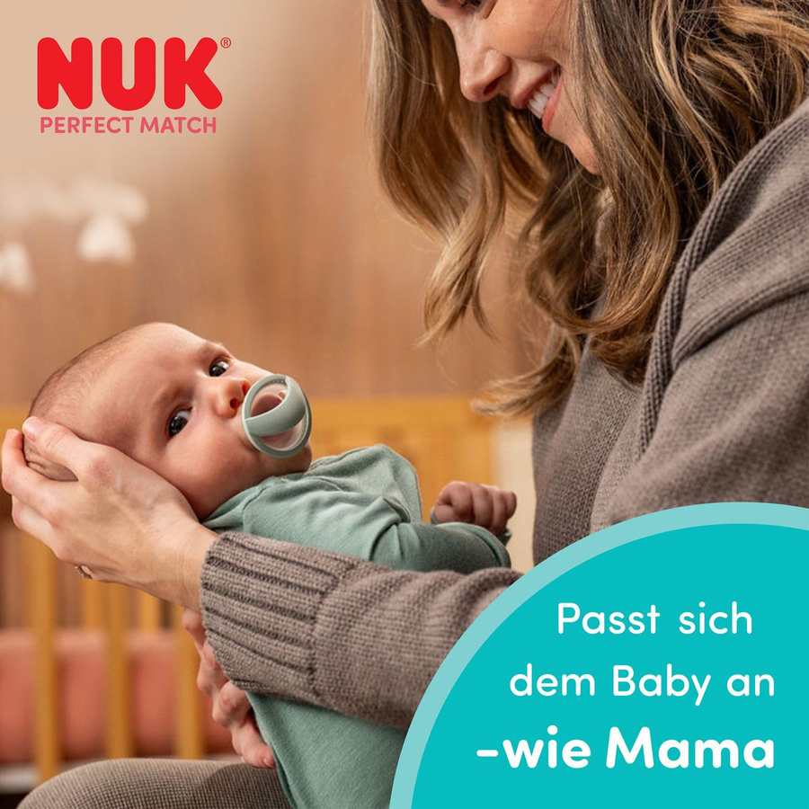 NUK Schnuller Perfect Match 2er Pack aus Silikon in Grün und Blau für 0 bis 6 Monate - Bild 1