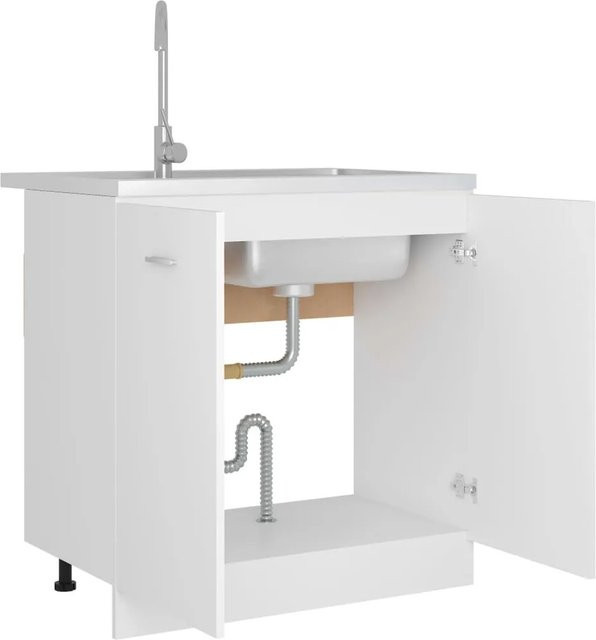 vidaXL Spülenunterschrank Weiß aus Holzwerkstoff mit Türen, B/T/H: 80 x 46 x 81,5 cm - Bild 1