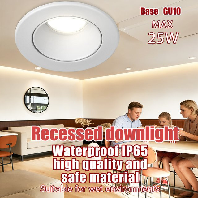 LANGYUE LED Einbau-Downlight GU10, Wasserdichte IP65 Spot-Leuchte in Weiß für Badezimmer, Küche und Wohnzimmer, 25W Max - Bild 1