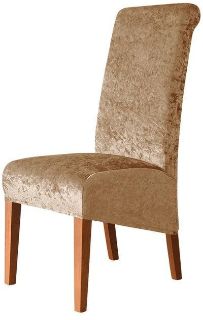 Stretch-Stuhlhusse mit hoher Rückenlehne aus Samt in Beige für Esszimmer und Bankette, XL-Größe - Bild 1