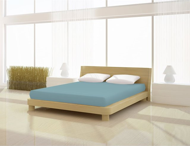 Mr. Sandman Spannbetttuch de luxe aus Elastan in Blau, B/T: 180 x 200 cm, H: 220 cm - Bild 1