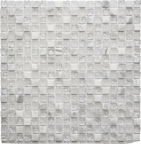 HuH Mosaikfliese Ice Cube Wandbelag Glas Weiß B/L: 30,5 x 30,5 cm - Bild 1