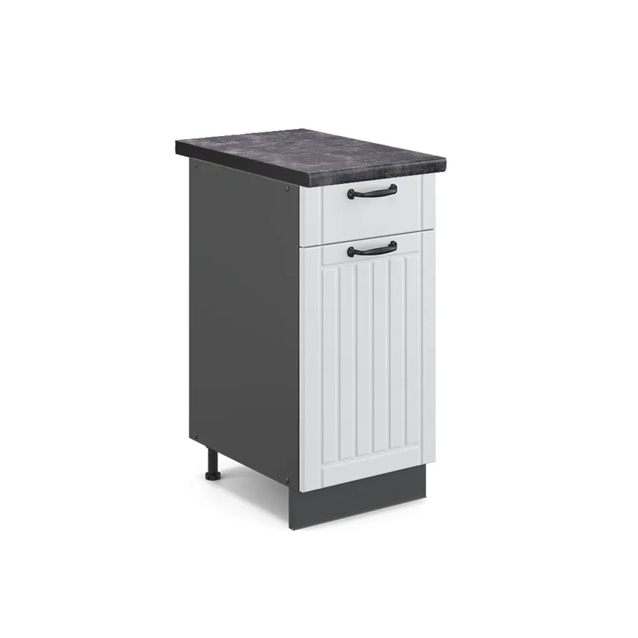 Vicco Küchenunterschrank Fame-Line Landhausstil Weiß Anthrazit B: 40 cm, T: 60 cm, H: 82 cm - Bild 2