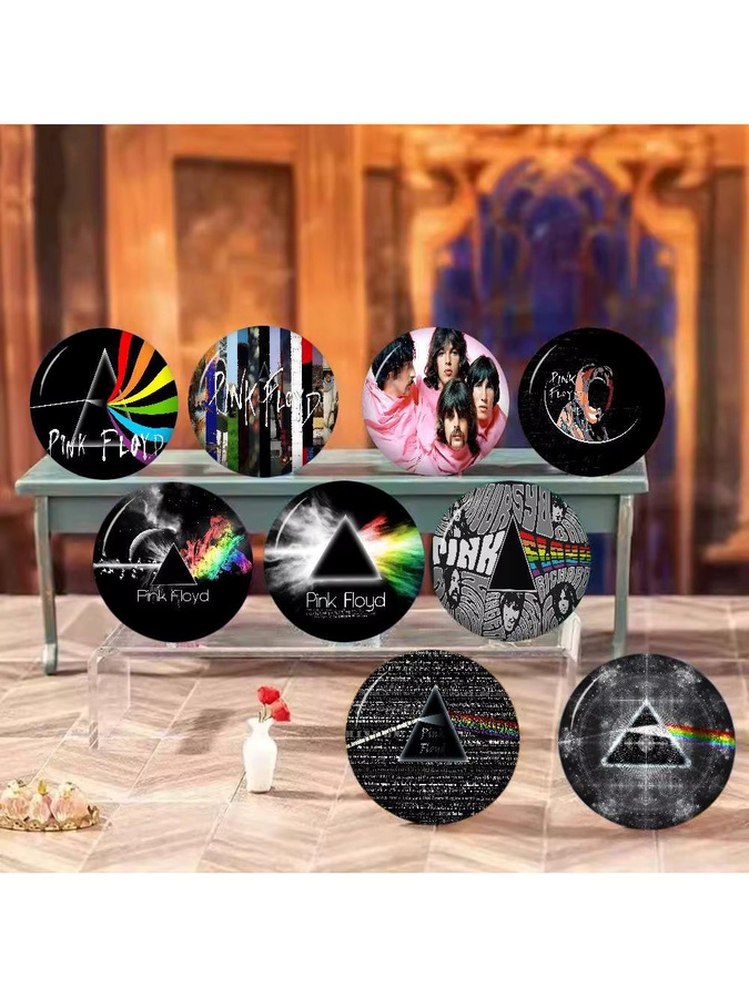 Potdemiel Brosche, runde Snap-in-Brosche, P-Pink F-Floyd, Gesichter - Bild 4