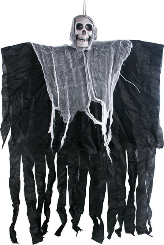 joy-enlife Halloween Dekoration Hängende Schädel Skelett und Geist Ornamente aus Textil in Schwarz - Bild 1