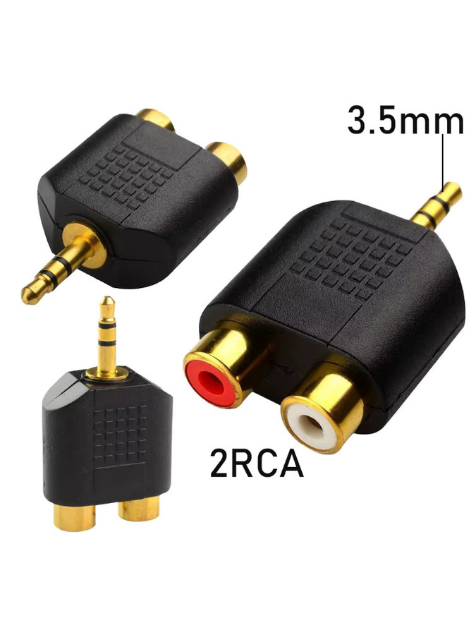 FRHY Audio-Splitter-Kabel 3,5 mm Klinke auf 2-RCA Stereo Adapter, vergoldet, Schwarz - Bild 6