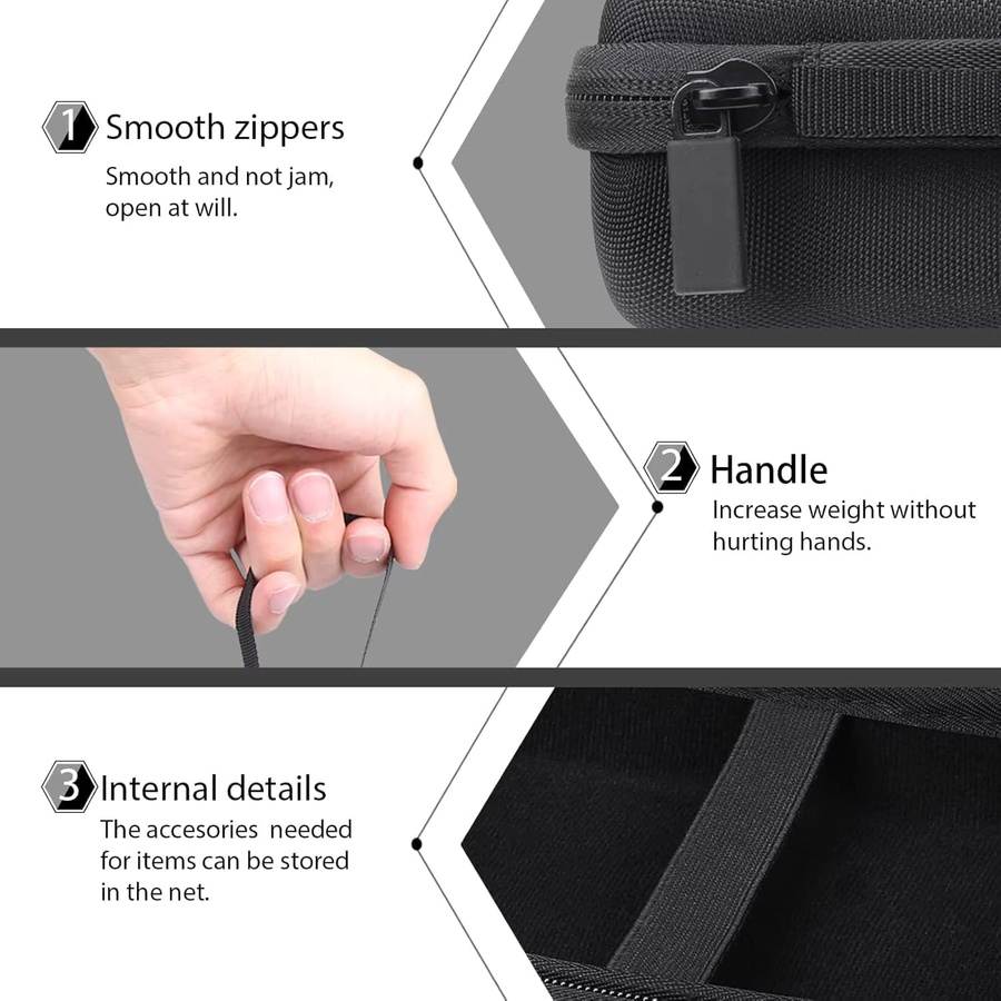 XHDATA Hartschalen-EVA-Tragetasche in Schwarz für die Handheld-Spielkonsolen D808, D-368, D-328, D-109 und D109WB, stoßfeste Schutztasche - Bild 3