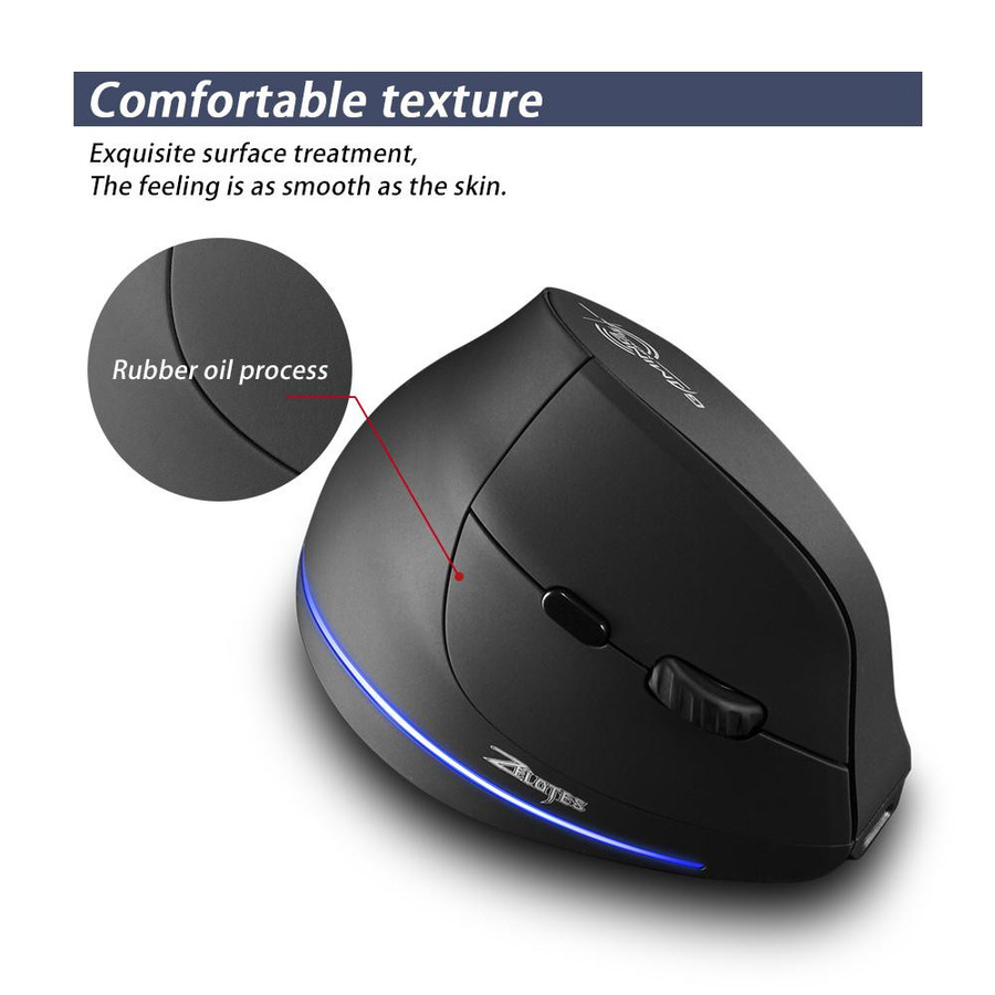 ZELOTES F-35B Kabellose Gaming-Maus in Schwarz mit 2,4 G, Bluetooth 3.0 und Bluetooth 5.0, ergonomische vertikale Maus mit drei Modi und 3 Gängen - Bild 3