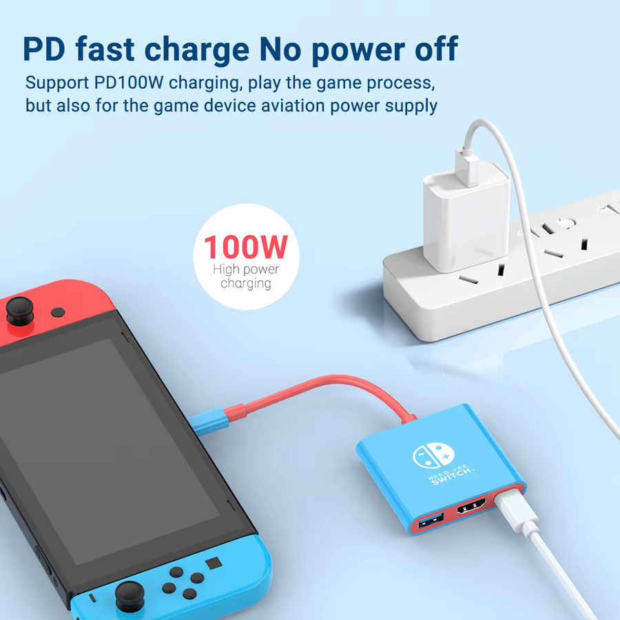 Gopala 3-in-1 USB-C Hub Dockingstation in Blau mit HDMI 4K UHD, USB 3.0 und PD 100W Schnellladefunktion für MacBook, Laptop und Smartphone - Bild 2