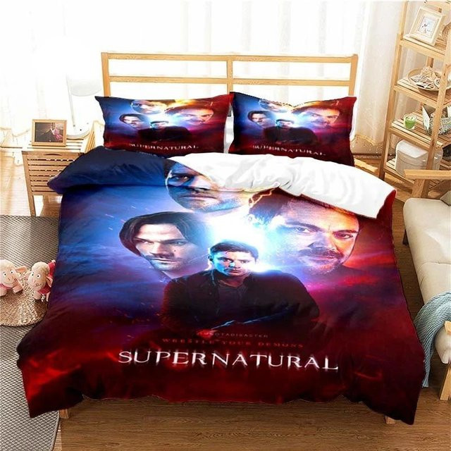 Bettwäscheset mit Supernatural-Muster von Binchi Outdoor Product, buntes Bettbezug-Set aus Mikrofaser für Erwachsene und Kinder, B/H: 200 x 230 cm - Bild 1