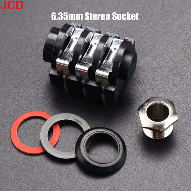 JCD 5er Set 6,35mm Stereo 1/4 Zoll Klinkenbuchsen 6-Pin Weibliche Audio Stecker Schwarz für Mikrofon und Kopfhörer zur PCB-Panel-Montage - Bild 1