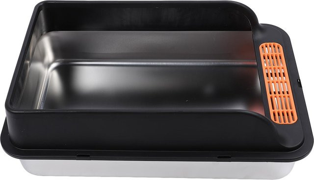 Canaryy Metall Katzentoilette aus Edelstahl mit Spritzschutz und Pedalfilter, Schwarz oder Silber, B/T/H: 50 x 35 x 20 cm - Bild 1