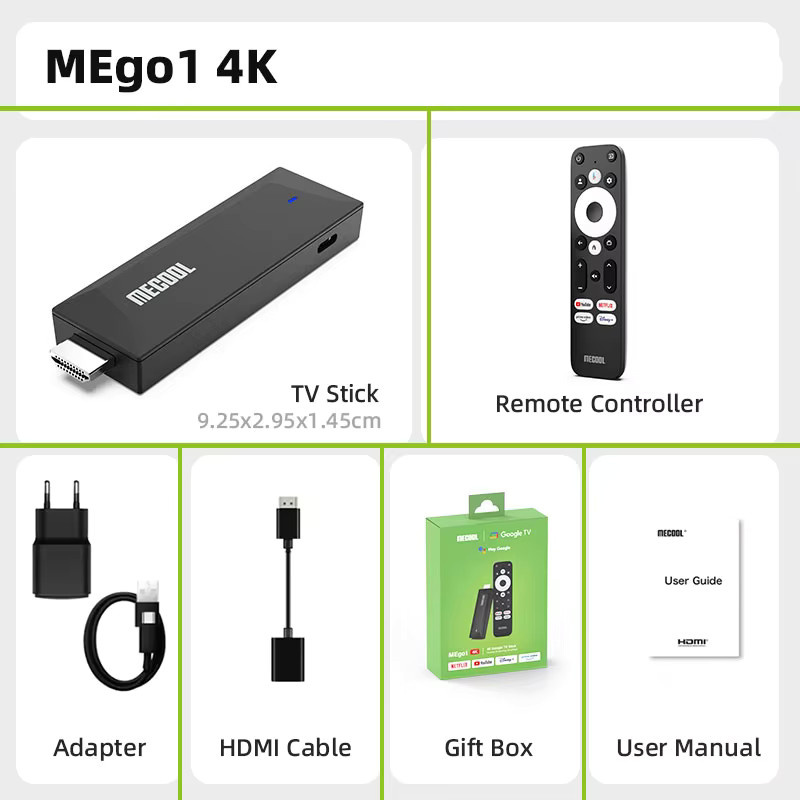 MECOOL MEgo 1 TV-Stick Media Streamer mit 8 GB Speicher, Realtek Quad-Core, 4K UHD, Google Android TV und Dolby, Schwarz - Bild 4