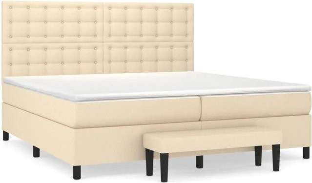 vidaXL Boxspringbett mit Matratze Hybrid-Design in Beige, B/T/H: 200 x 200 x 128 cm - Bild 1