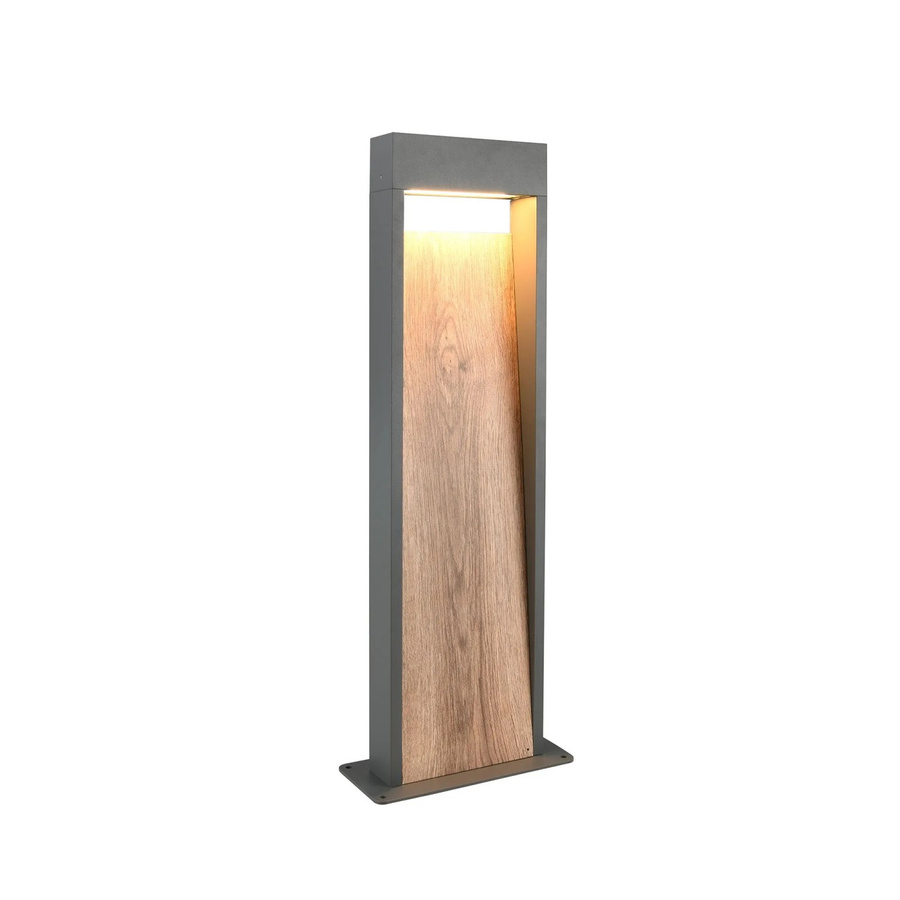 Trio LED-Pfosten Up-Down Licht im 3er Set in Anthrazit mit Holzoptik, B/T/H: 21,5 x 9,5 x 60 cm - Bild 2