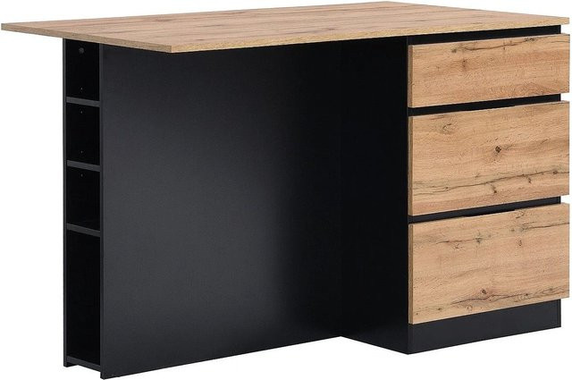 Kücheninsel Pomarela von Vente-unique in Schwarz und Naturfarben Hell, Breite: 140 cm - Bild 1