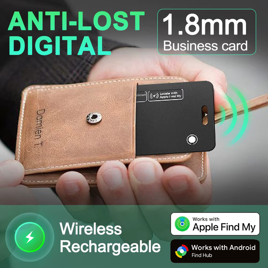Peocke Ultradünner Wallet-Tracker Bluetooth Smart Anti-Lost Tag in Schwarz, wiederaufladbar, kompatibel mit Apple Find My und Google Find Hub - Bild 2