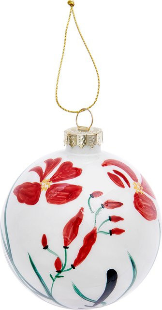 Handbemalte Rico Design Glaskugel Blumen in Weiß, Höhe: 8 cm - Bild 1