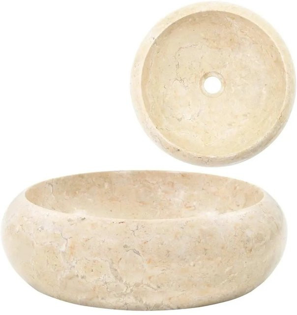 vidaXL Aufsatzwaschbecken aus Naturstein in Beige, B/T/H: 40 x 40 x 12 cm - Bild 1