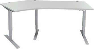 Schäfer Shop Genius Winkelschreibtisch AERO FLEX elektrisch höhenverstellbar mit 135° Winkel links, B: 216,5 cm, lichtgrau/weißaluminium - Bild 1
