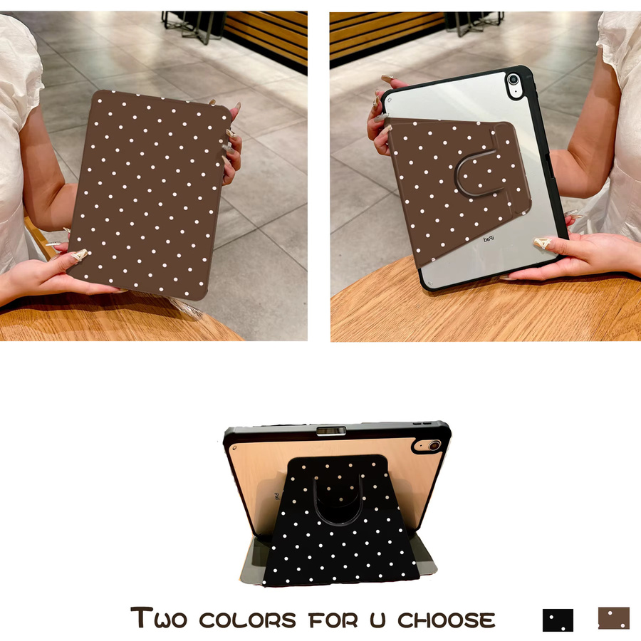 Klassische iPad Hülle mit Tupfen-Design in Schwarz und Braun für Apple iPad Pro 10/11 Zoll sowie iPad Air 3, 4, 5 und iPad 9. Generation - Bild 2