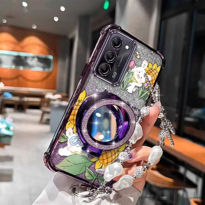 Samsung Handyhülle mit Glückliches Kaninchen Motiv und Lanyard für A55 A25 A24 A22 A15 A13 A12 A71 A53 A51 A35 A26 A04 A03 A02 in Multicolour und Silber - Bild 2