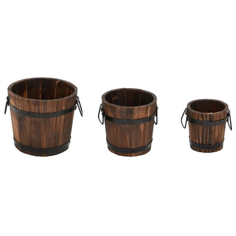 vidaXL 3-teiliges Pflanzeimer-Set aus Tannenholz in Braun - Bild 2