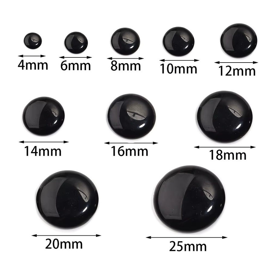 Louleur Cabochon Schwarz Achat, Runde Flatback Perlen, Unisex - Bild 2