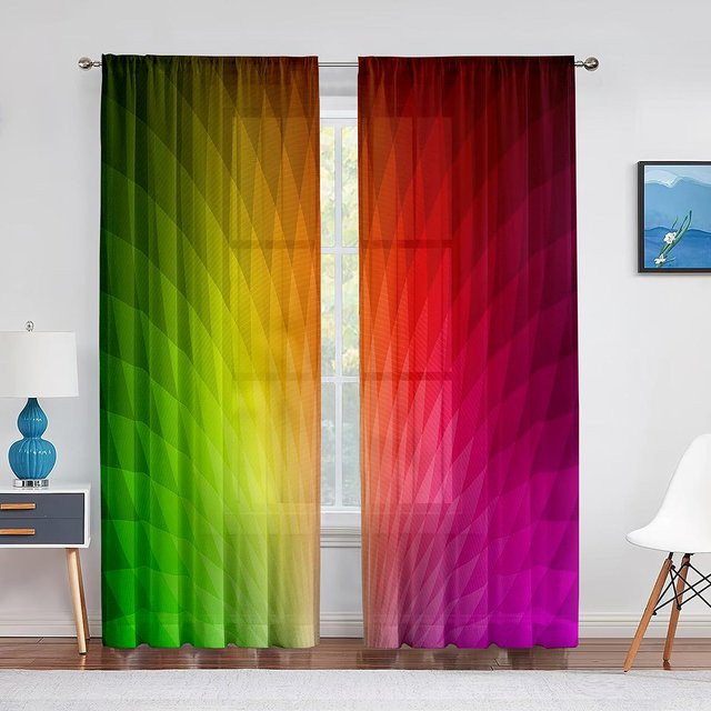 Transparenter Chiffon-Vorhang Regenbogen-Fantasie in Multicolor, Breite: 150 cm, Höhe: 250 cm - Bild 1