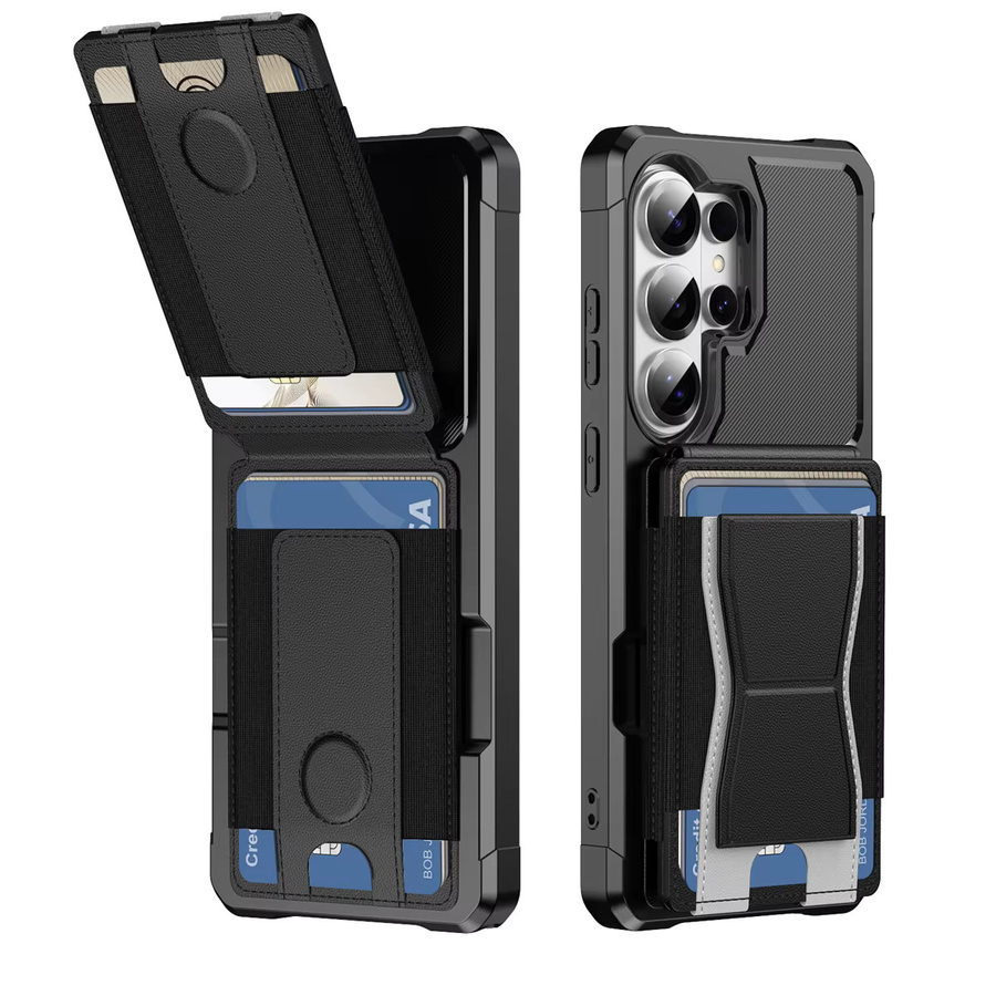 Lederhülle mit Kartenhalter und Ständer für Samsung Galaxy S21 S22 S23 S24 S25 S26 Ultra FE Plus und A-Serie in Schwarz oder Gold - Bild 7