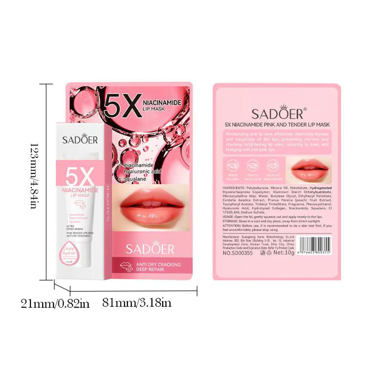 SADOER 5X Niacinamide Plumping Lip Mask, Niacinamid, für trockene Lippen - Bild 4