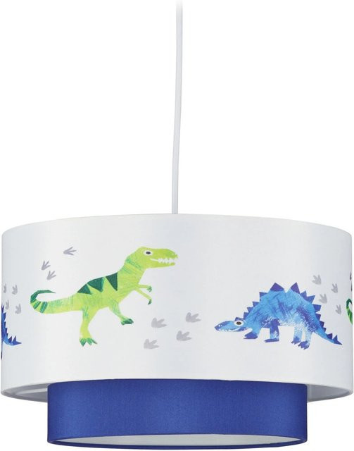 Relaxdays Hängelampe für das Kinderzimmer aus Stoff und Metall in Weiß und Blau, Durchmesser: 30 cm, Höhe: 126 cm - Bild 1