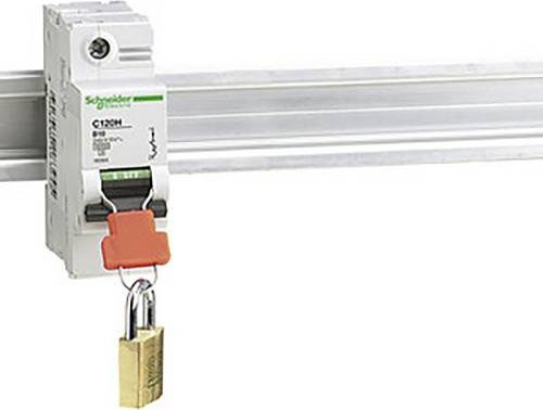 Schneider Electric 27145 Verriegelungselement für LS-Schalter C120 in EIN oder AUS Stellung, 4 Stück, Weiß - Bild 1