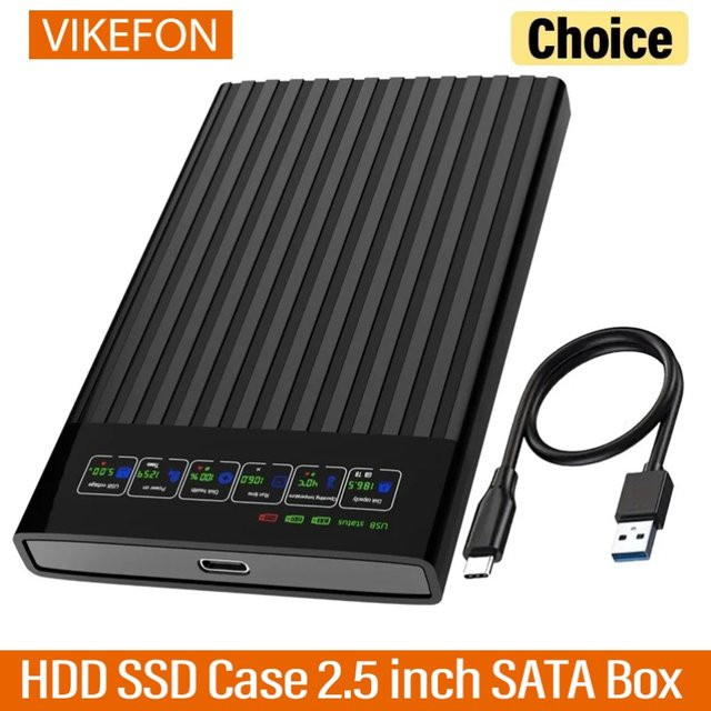 VIKEFON HDD SSD Gehäuse 2,5 Zoll SATA USB 3.1 Box in Schwarz für PC und Laptop mit 6 Gbit/s - Bild 1