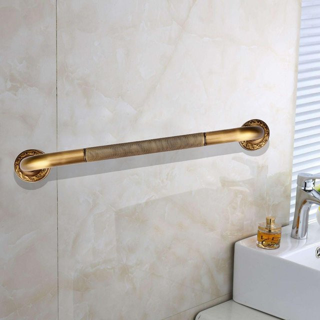 mfySpace Wandmontierter Sicherheits-Haltegriff aus Messing in Gold im antiken Stil für Dusche und Badewanne - Bild 1