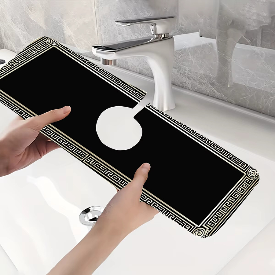 VIKAMA Wasserhahnmatte in Schwarz, wasserabsorbierende und feuchtigkeitsbeständige Drainagematte für Küche und Bad - Bild 7