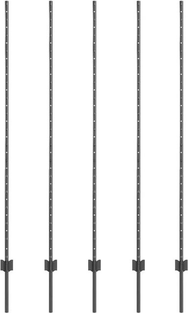 vidaXL Zaunpfosten aus Stahl, 5 Stück, Grau, Höhe: 150 cm - Bild 1