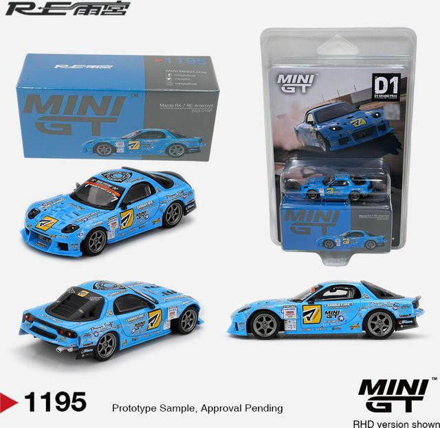 Minigt Mazda RX-7 RE-Amemiya 2025 D1GP, Diecast Sammlermodellfahrzeug, 1:64, Blau - Bild 1