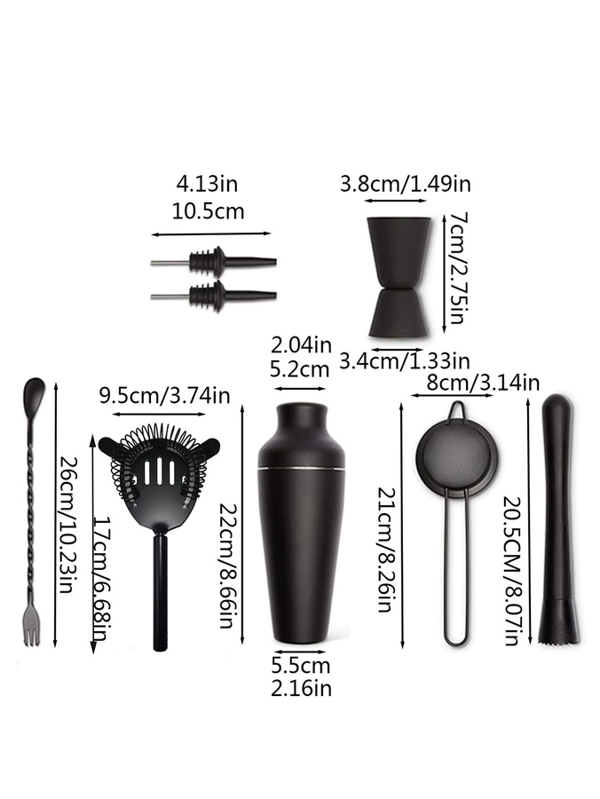 8-teiliges Cocktail-Shaker-Set aus Edelstahl in Mattschwarz für deine Hausbar - Bild 3