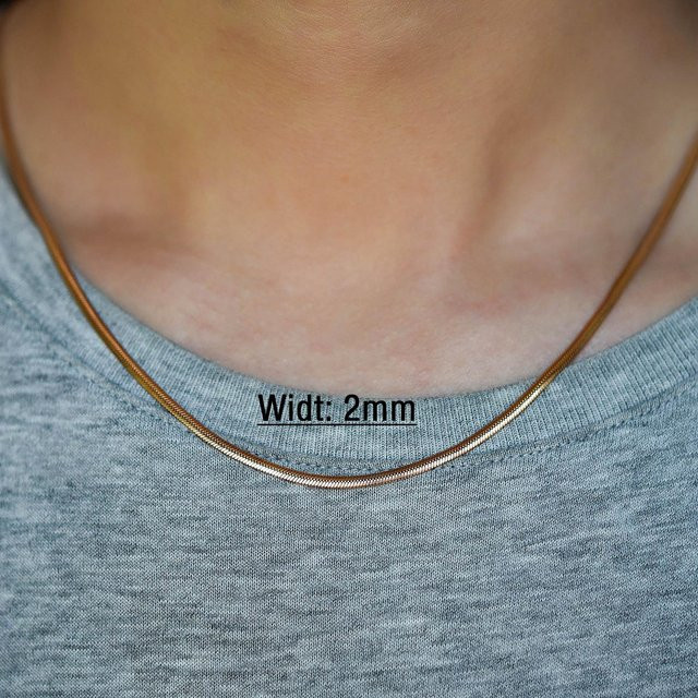 YULIN Halskette Edelstahl, Fischgrätenkette, Gold, 76 cm, Unisex - Bild 1