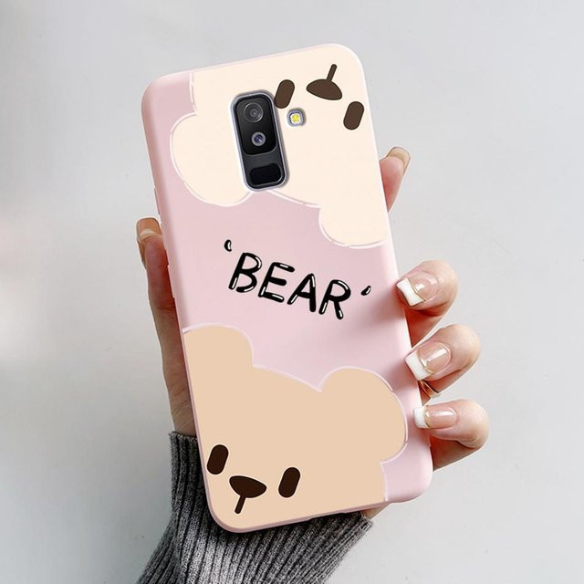 Samsung Galaxy A6 Plus A6+ 2018 Silikonhülle mit niedlichem Bär Cartoon in Pink für SM-A605F - Bild 1