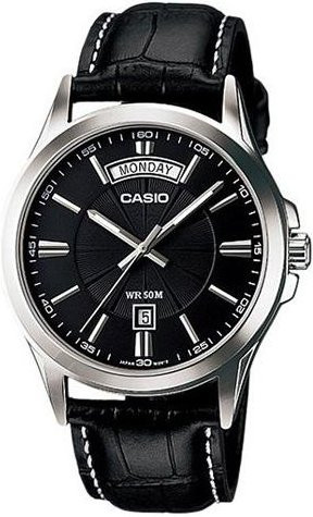 CASIO Analoguhr, Leder, Schwarz, Herren - Bild 1