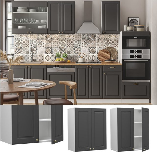 Vicco Hängeschrank Fame-Line Landhaus Weiß Anthrazit Gold Breite: 60 cm, Höhe: 72 cm, Tiefe: 34,1 cm - Bild 1