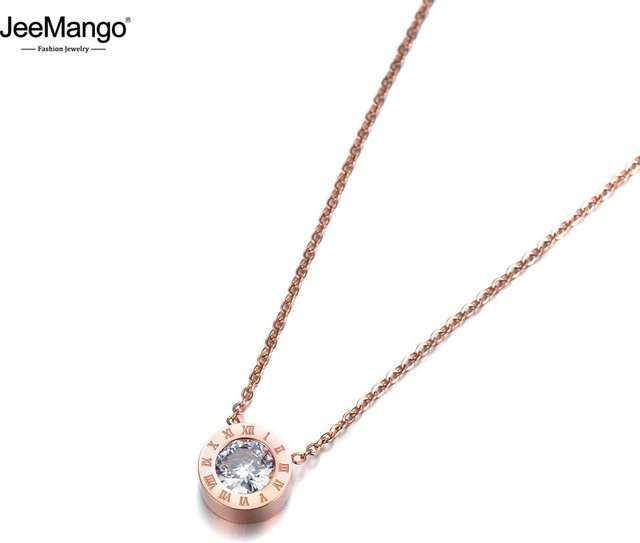 JeeMango Halskette mit Anhänger, Edelstahl, Roségold, Zirkonia, Unisex - Bild 1