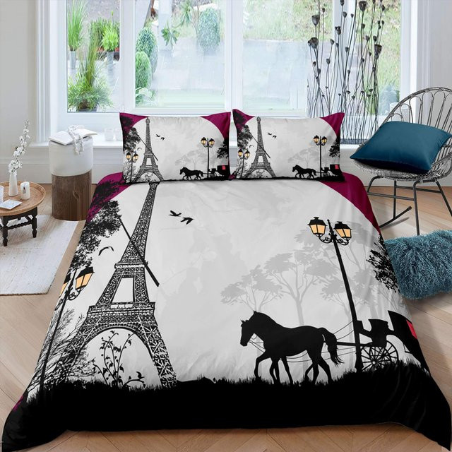 Bettwäsche-Set Your Warm Home Eiffelturm Design in Grau, 3-teilig aus Polyester, B/H: 240 x 220 cm - Bild 1