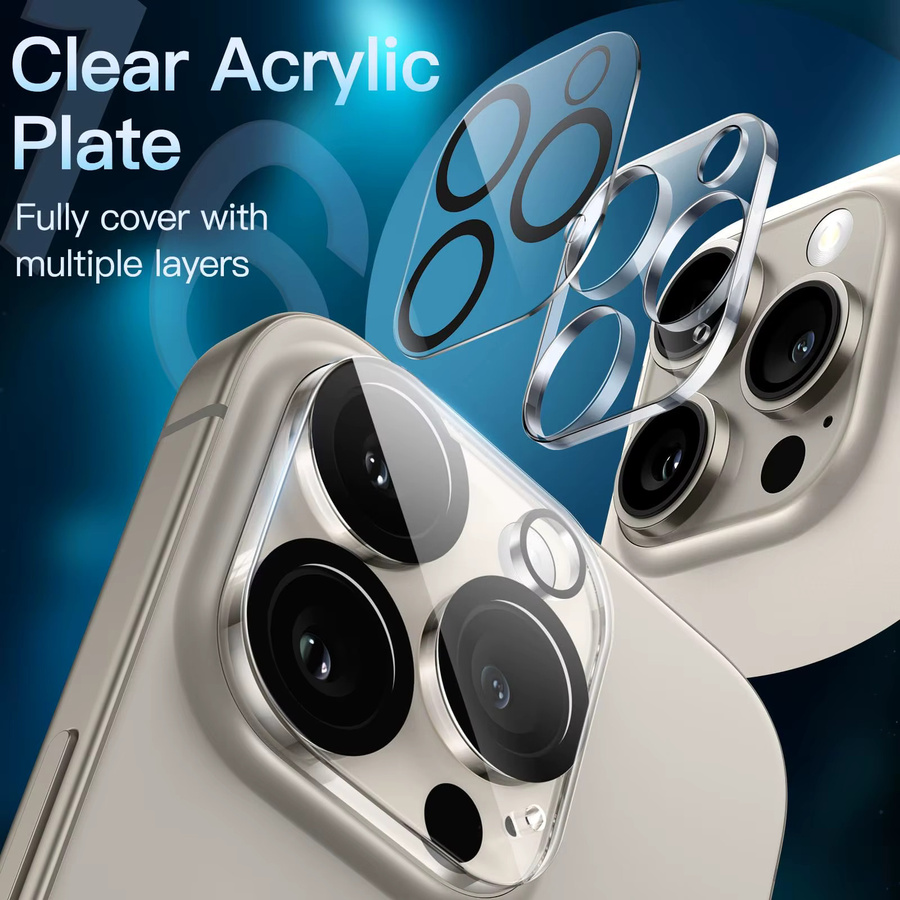 3er-Set transparente Kameralinsenschutzfolie aus 9H Glas für iPhone 11 12 13 14 15 16 Pro Max und Plus Modelle kratzfest - Bild 6