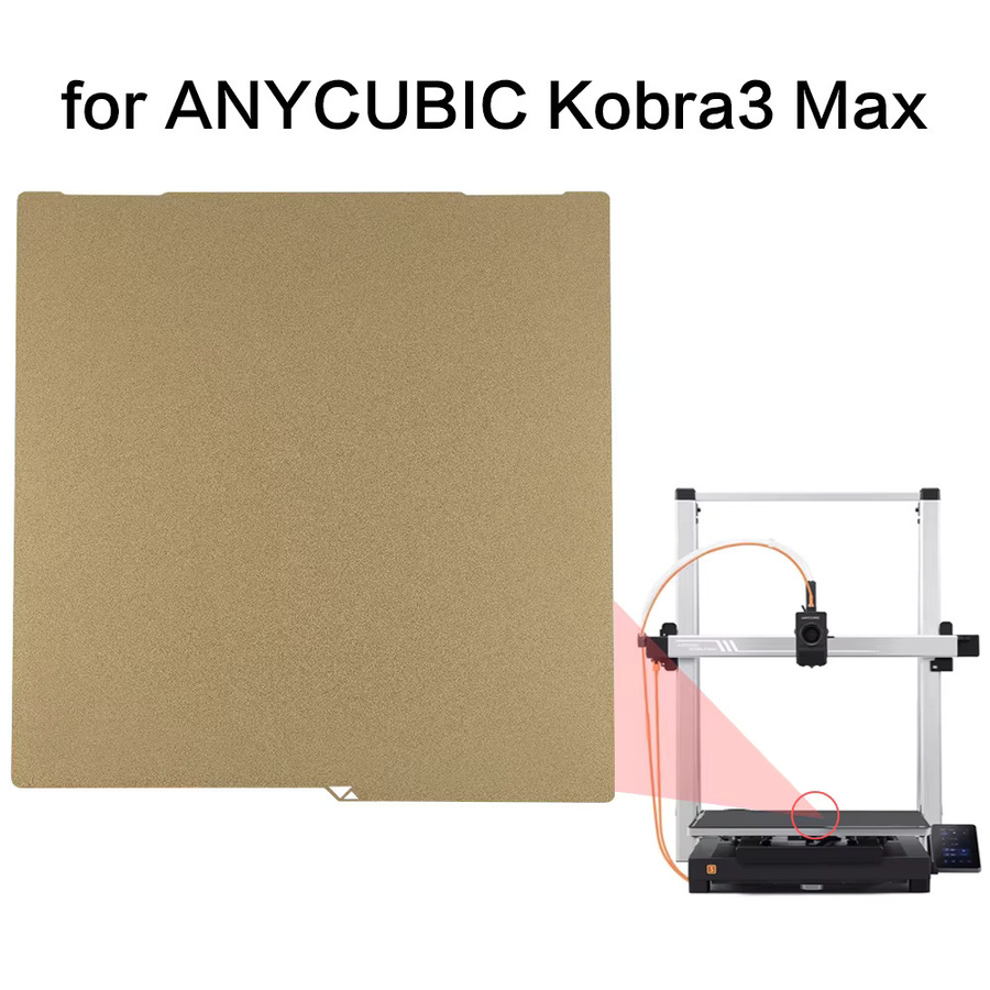 Anycubic Kobra 3 Max Combo Federstahlblech mit PEI-Textur für 3D-Drucker, Farbe: Gold, B/T: 430 x 430 mm - Bild 2