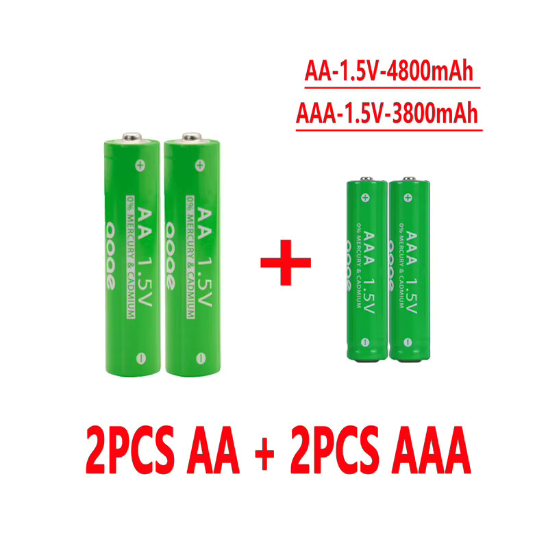 YPWP wiederaufladbare AA AAA Batterien 1,5 V in Grün mit 4,8 Ah für Taschenlampen, Spielzeug und Uhren - Bild 2
